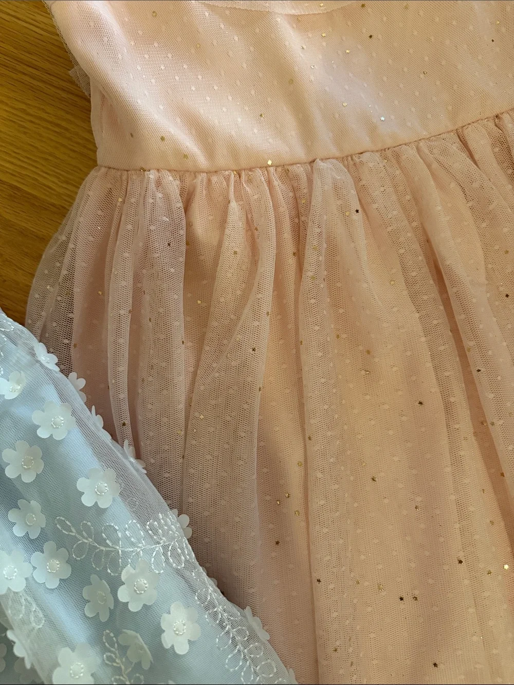 EUC - Girls Light Blue Floral Lace Dress & Pink Sparkly Dress - size 8